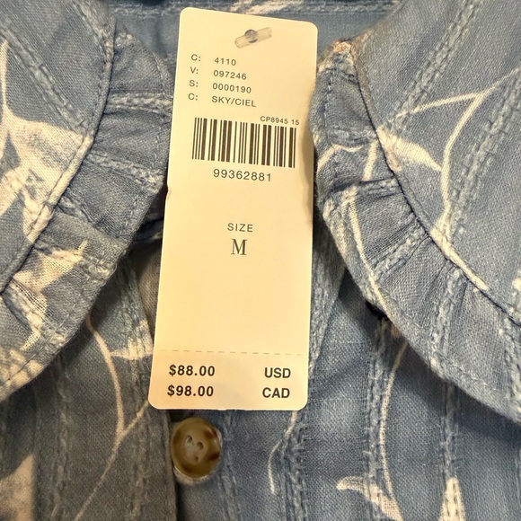 Anthropologie Pilcro Keira Blouse NWT Blue Floral Peter Pan Collar Top Size M - Picture 9 of 9